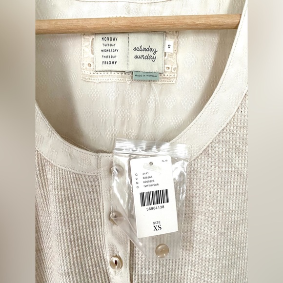 Anthropologie Waffle Knit Henley Dress by Saturday Sunday - Picture 4 of 5